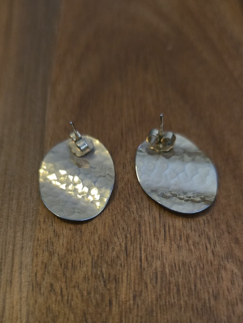 Hammered Oval Earrings - Picture 3 of 3